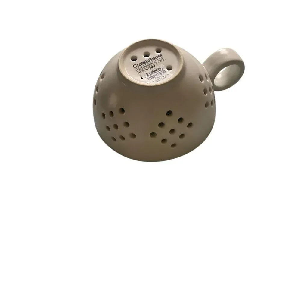 Crate & Barrel Berry Colander Mug Stoneware Strainer Scandinavian Kitchen Decor